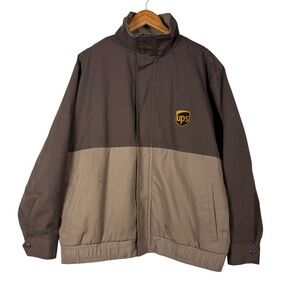 Vintage UPS Uniform Full Zip Jacket Brown Two-Tone Workwear Unisex Size Large